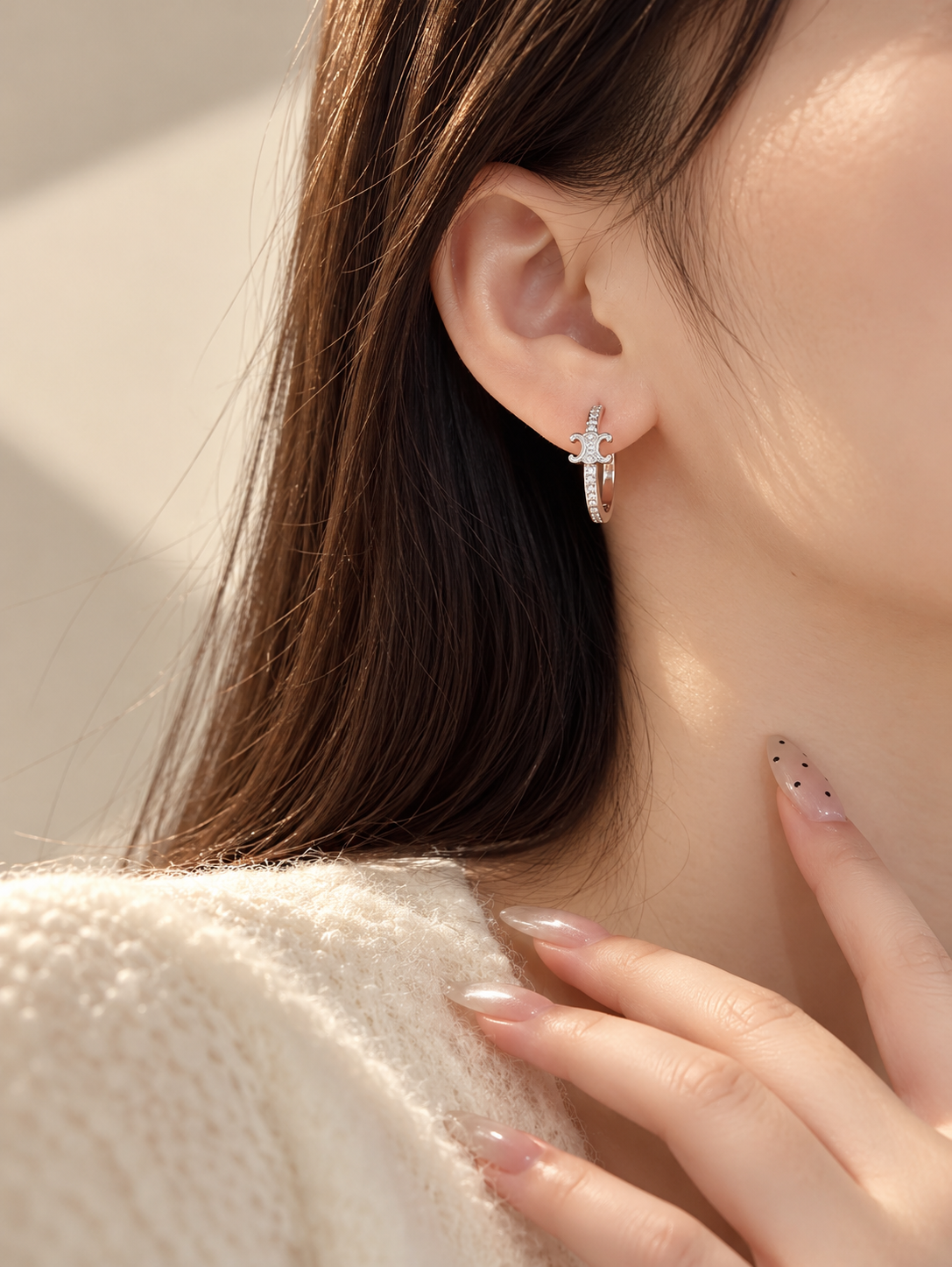 Celine Pavé Crystal Hoop Earrings