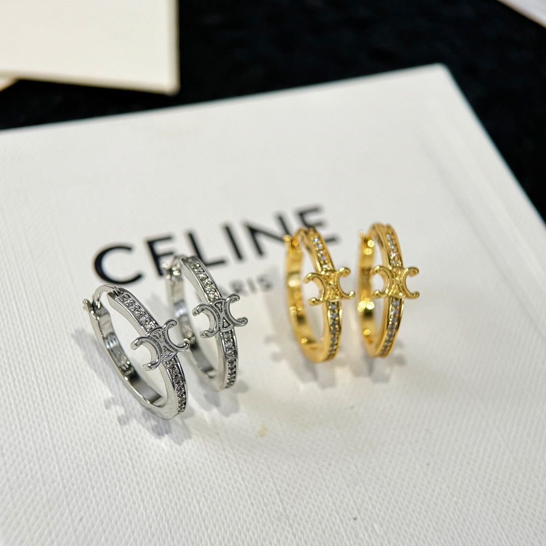 Celine Pavé Crystal Hoop Earrings