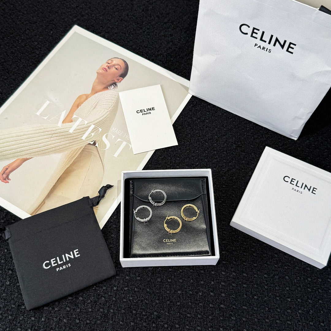 Celine Pavé Crystal Hoop Earrings