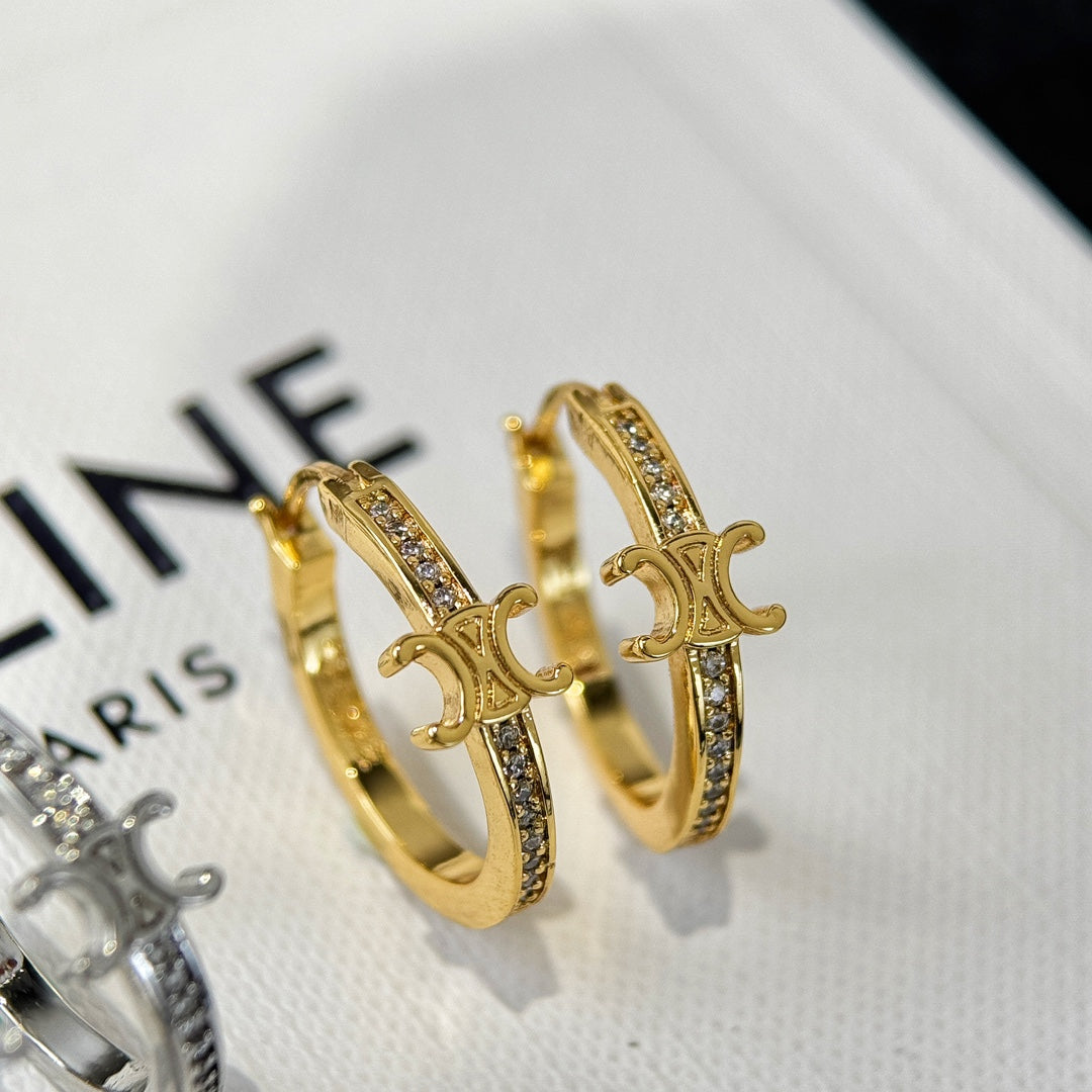 Celine Pavé Crystal Hoop Earrings