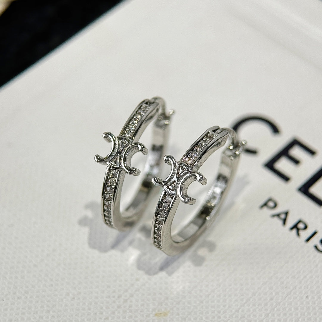Celine Pavé Crystal Hoop Earrings